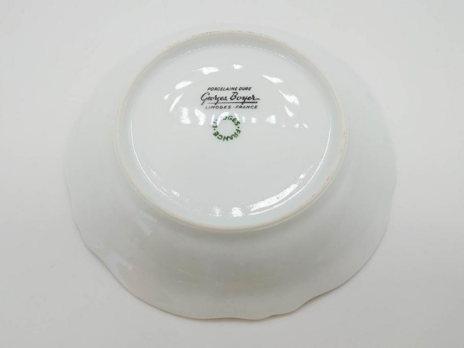 フランス　LIMOGES(リモージュ)　Georges Boyer(ジョルジュ ボワイエ)　バラの絵付けが上品なプレート5枚セット(薔薇、ローズ、磁器、金彩、深皿、小皿、洋食器)(R-078635)