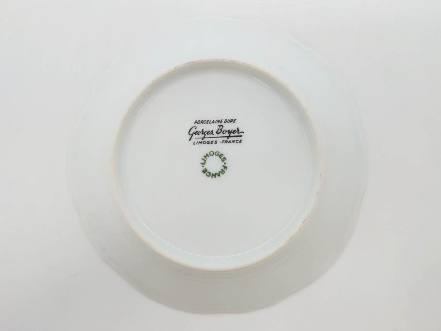フランス　LIMOGES(リモージュ)　Georges Boyer(ジョルジュ ボワイエ)　バラの絵付けが上品なプレート5枚セット(薔薇、ローズ、磁器、金彩、深皿、小皿、洋食器)(R-078635)