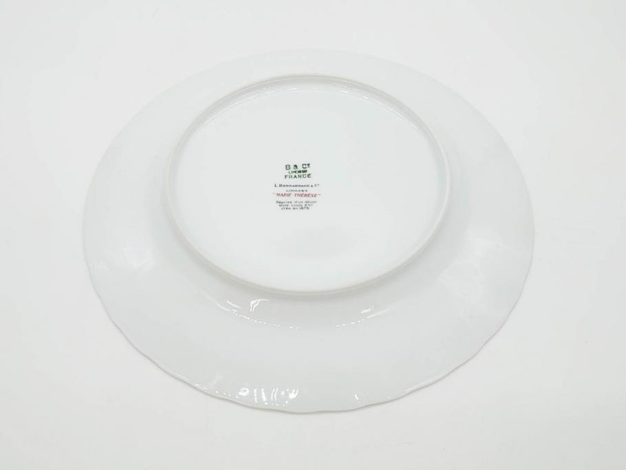 フランス　BERNARDAUD(ベルナルド)　LIMOGES(リモージュ)　マリー・テレーズ　細かな花のガーランドが装飾された優雅なプレート3枚セット(MARIE THERESE、リボン、花、フラワー、金彩、大皿、磁器、洋食器)(R-078636)
