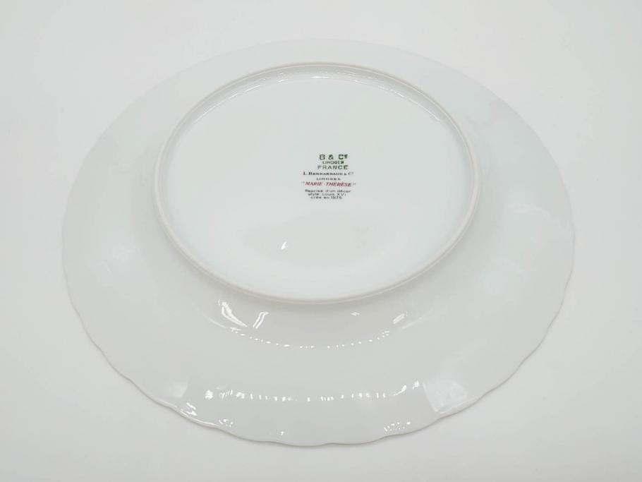 フランス　BERNARDAUD(ベルナルド)　LIMOGES(リモージュ)　マリー・テレーズ　細かな花のガーランドが装飾された優雅なプレート3枚セット(MARIE THERESE、リボン、花、フラワー、金彩、大皿、磁器、洋食器)(R-078636)