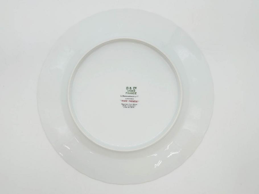 フランス　BERNARDAUD(ベルナルド)　LIMOGES(リモージュ)　マリー・テレーズ　細かな花のガーランドが装飾された優雅なプレート3枚セット(MARIE THERESE、リボン、花、フラワー、金彩、大皿、磁器、洋食器)(R-078636)
