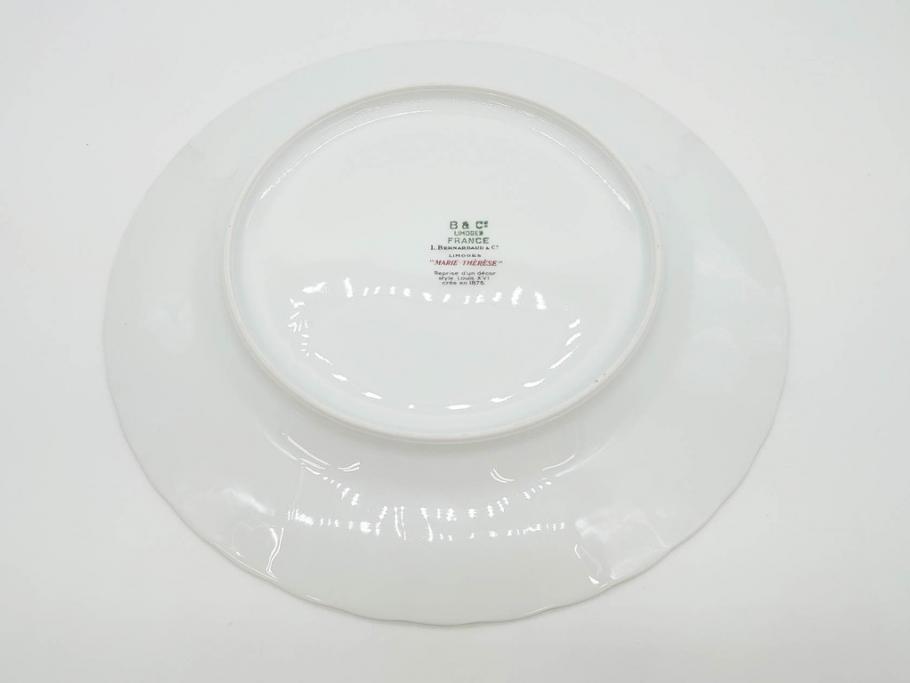 フランス　BERNARDAUD(ベルナルド)　LIMOGES(リモージュ)　マリー・テレーズ　細かな花のガーランドが装飾された優雅なプレート3枚セット(MARIE THERESE、リボン、花、フラワー、金彩、大皿、磁器、洋食器)(R-078636)
