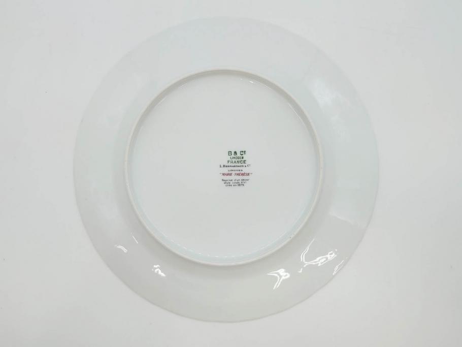フランス　BERNARDAUD(ベルナルド)　LIMOGES(リモージュ)　マリー・テレーズ　細かな花のガーランドが装飾された優雅なプレート3枚セット(MARIE THERESE、リボン、花、フラワー、金彩、大皿、磁器、洋食器)(R-078636)