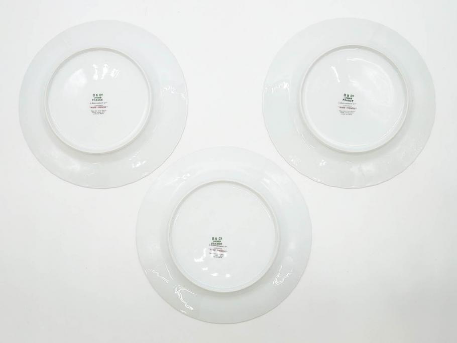 フランス　BERNARDAUD(ベルナルド)　LIMOGES(リモージュ)　マリー・テレーズ　細かな花のガーランドが装飾された優雅なプレート3枚セット(MARIE THERESE、リボン、花、フラワー、金彩、中皿、大皿、磁器、洋食器)(R-078637)