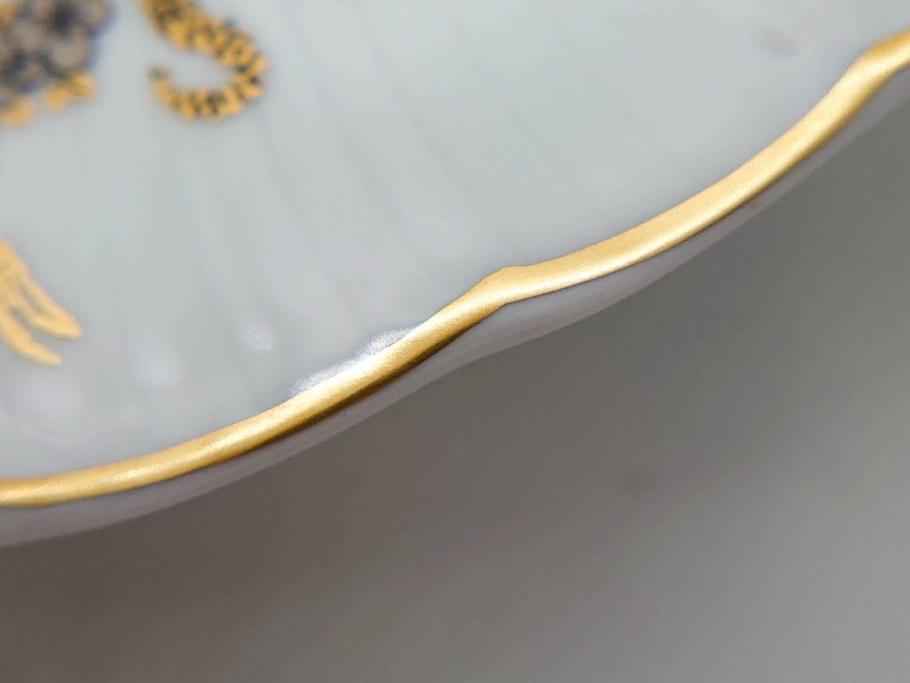 フランス　BERNARDAUD(ベルナルド)　LIMOGES(リモージュ)　マリー・テレーズ　細かな花のガーランドが装飾された優雅なプレート3枚セット(MARIE THERESE、リボン、花、フラワー、金彩、中皿、大皿、磁器、洋食器)(R-078637)