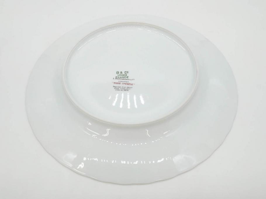 フランス　BERNARDAUD(ベルナルド)　LIMOGES(リモージュ)　マリー・テレーズ　細かな花のガーランドが装飾された優雅なプレート3枚セット(MARIE THERESE、リボン、花、フラワー、金彩、中皿、大皿、磁器、洋食器)(R-078637)