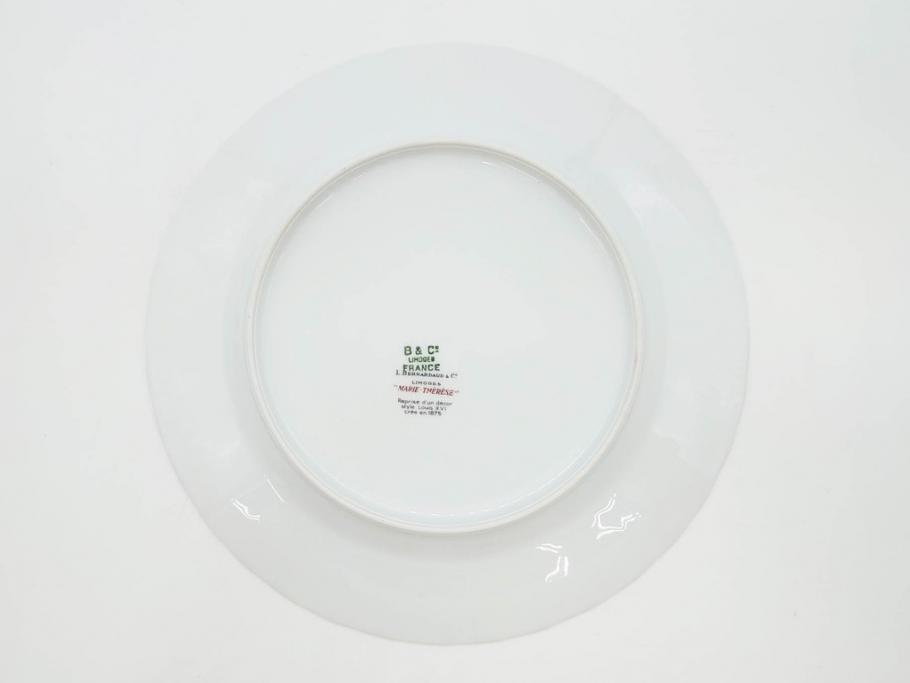 フランス　BERNARDAUD(ベルナルド)　LIMOGES(リモージュ)　マリー・テレーズ　細かな花のガーランドが装飾された優雅なプレート3枚セット(MARIE THERESE、リボン、花、フラワー、金彩、中皿、大皿、磁器、洋食器)(R-078637)