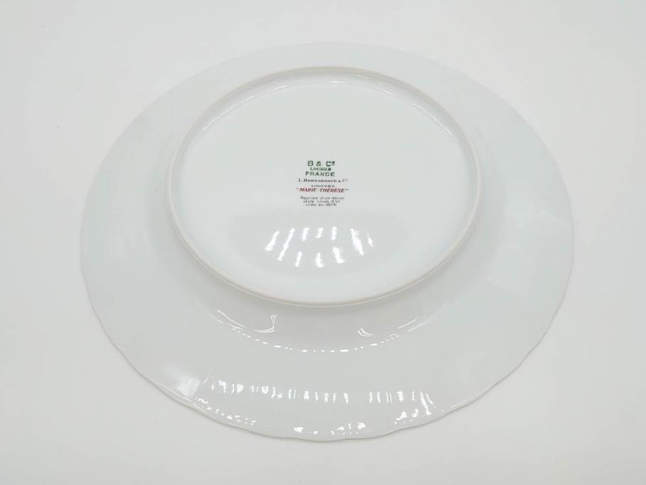 フランス　BERNARDAUD(ベルナルド)　LIMOGES(リモージュ)　マリー・テレーズ　細かな花のガーランドが装飾された優雅なプレート3枚セット(MARIE THERESE、リボン、花、フラワー、金彩、中皿、大皿、磁器、洋食器)(R-078637)