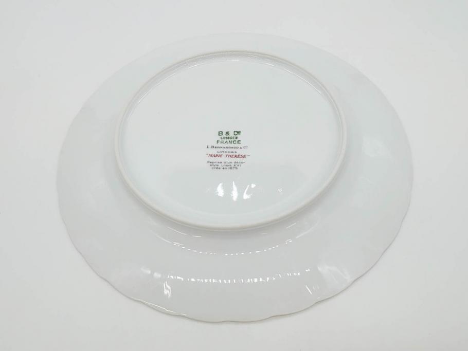 フランス　BERNARDAUD(ベルナルド)　LIMOGES(リモージュ)　マリー・テレーズ　細かな花のガーランドが装飾された優雅なプレート4枚セット(MARIE THERESE、リボン、花、フラワー、金彩、中皿、磁器、洋食器)(R-078638)