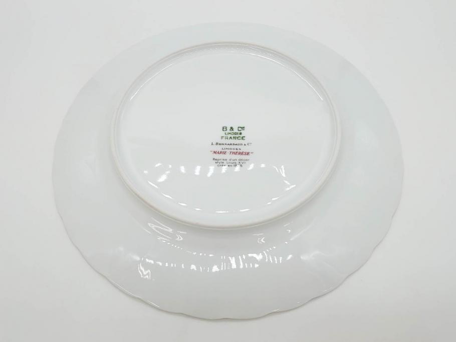 フランス　BERNARDAUD(ベルナルド)　LIMOGES(リモージュ)　マリー・テレーズ　細かな花のガーランドが装飾された優雅なプレート4枚セット(MARIE THERESE、リボン、花、フラワー、金彩、中皿、磁器、洋食器)(R-078638)