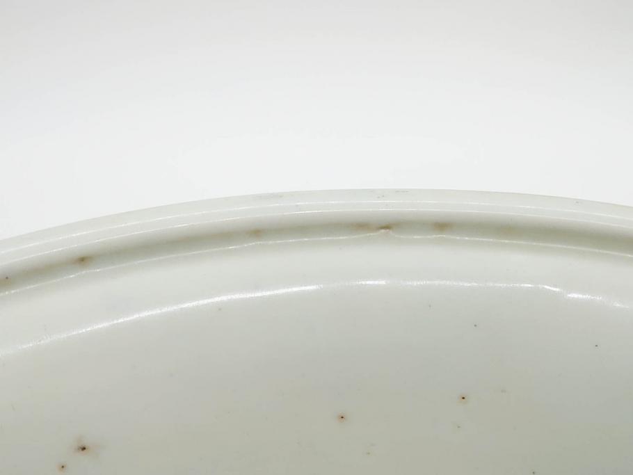 明治〜大正期　涼やかな鯉のデザインが目を引く手水鉢(深鉢、水瓶、水甕、染付、魚、笹、菊唐草、和食器)(R-078639)