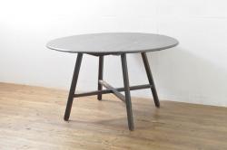 イギリスビンテージ　ERCOL(アーコール)　ニレ材　シンプルなデザインと機能性の良さが魅力的なバタフライダイニングテーブル(バタフライテーブル、ドロップリーフテーブル、エクステンションテーブル、ラウンドテーブル、丸テーブル、2人掛け、4人掛け、ヴィンテージ、英国、北欧)(R-076529)