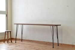 アンティーク家具　☆古い一枚板の鉄脚テーブル1　(机、作業台)
