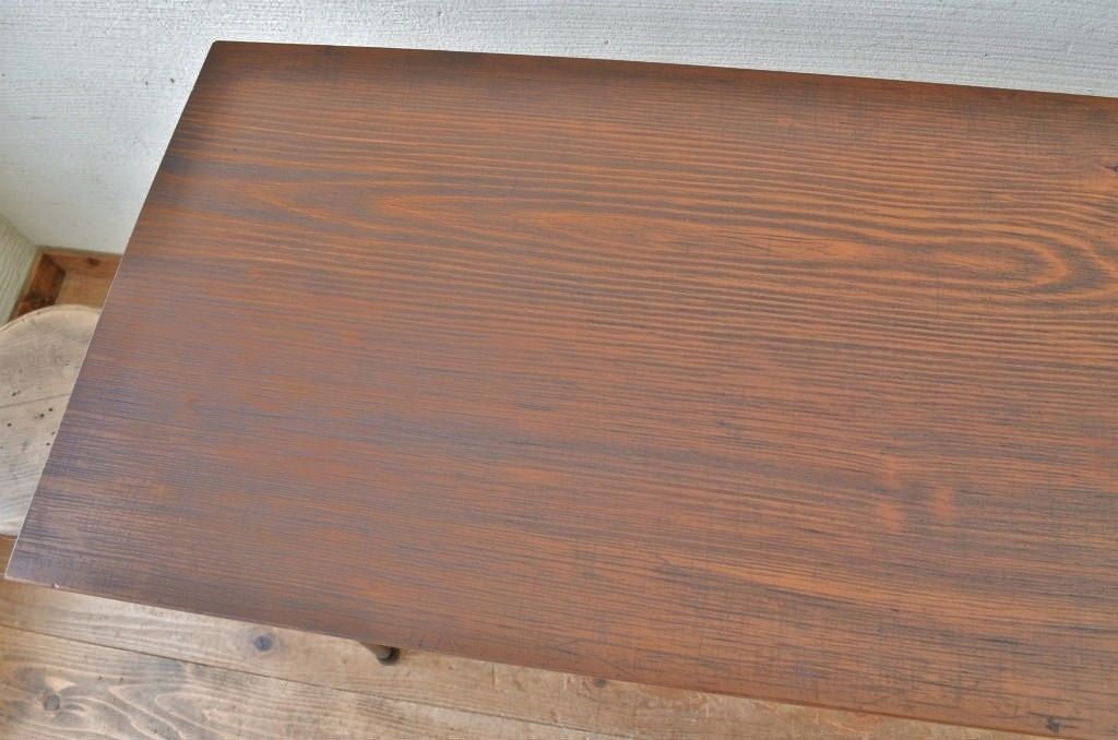アンティーク家具　☆古い一枚板の鉄脚テーブル1　(机、作業台)