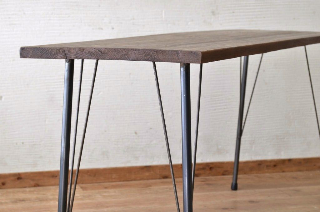 アンティーク家具　☆古い一枚板の鉄脚テーブル1　(机、作業台)