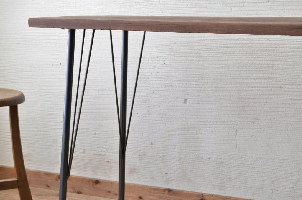 アンティーク家具　☆古い一枚板の鉄脚テーブル1　(机、作業台)