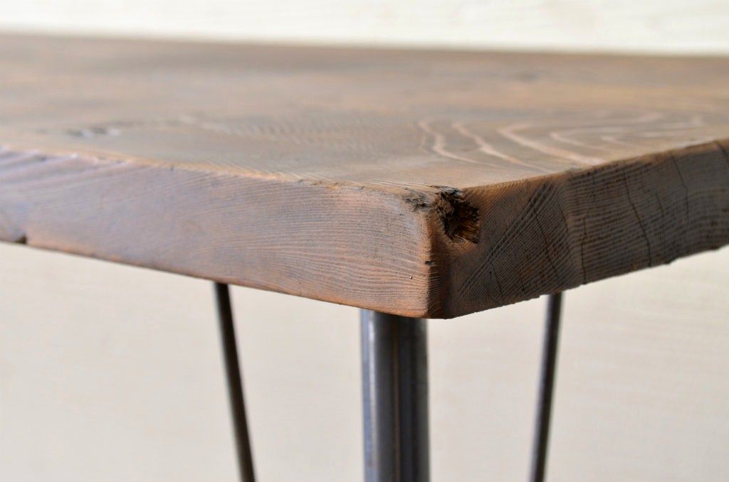 アンティーク家具　古い一枚板の鉄脚テーブル4　(机、作業台)