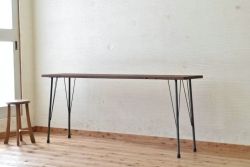 アンティーク家具　古い一枚板の鉄脚テーブル6　(机、作業台)