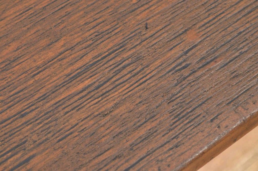 アンティーク家具　古い一枚板の鉄脚テーブル6　(机、作業台)