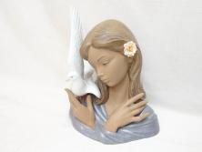 スペイン　リヤドロ　LLADRO　平和の思想　THOUGHTS OF PEACE　約37cm　細部まで丁寧につくられた優美で華麗なフィギュリン(陶器人形、置物、オブジェ、女の子、鳩、箱付き)(R-072476)
