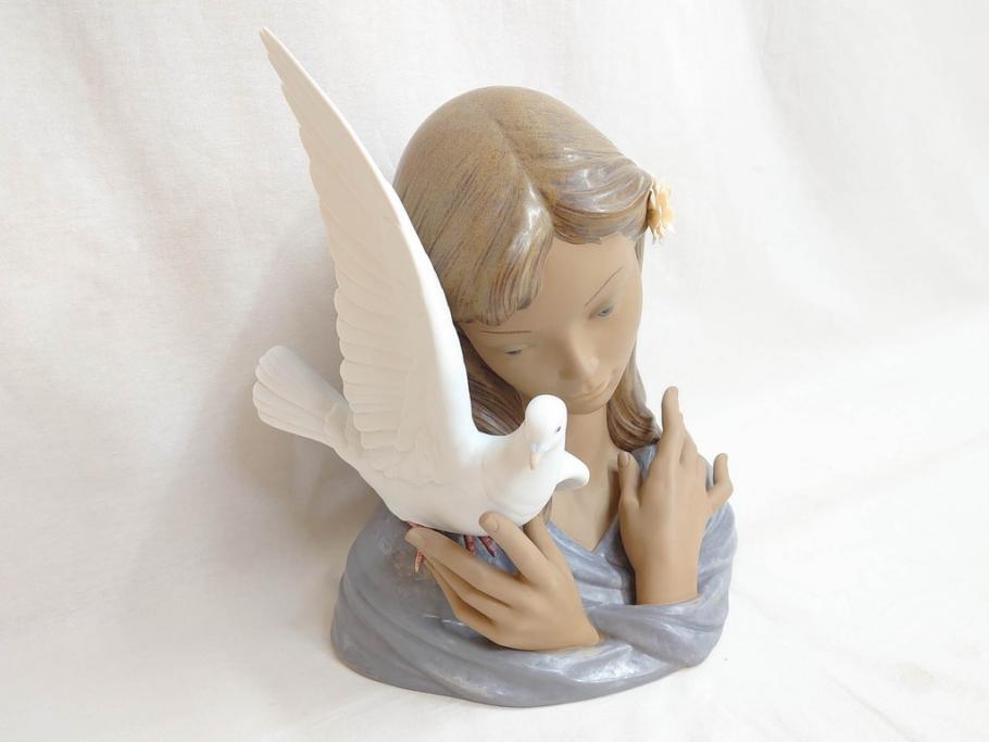 スペイン　リヤドロ　LLADRO　平和の思想　THOUGHTS OF PEACE　約37cm　細部まで丁寧につくられた優美で華麗なフィギュリン(陶器人形、置物、オブジェ、女の子、鳩、箱付き)(R-072476)