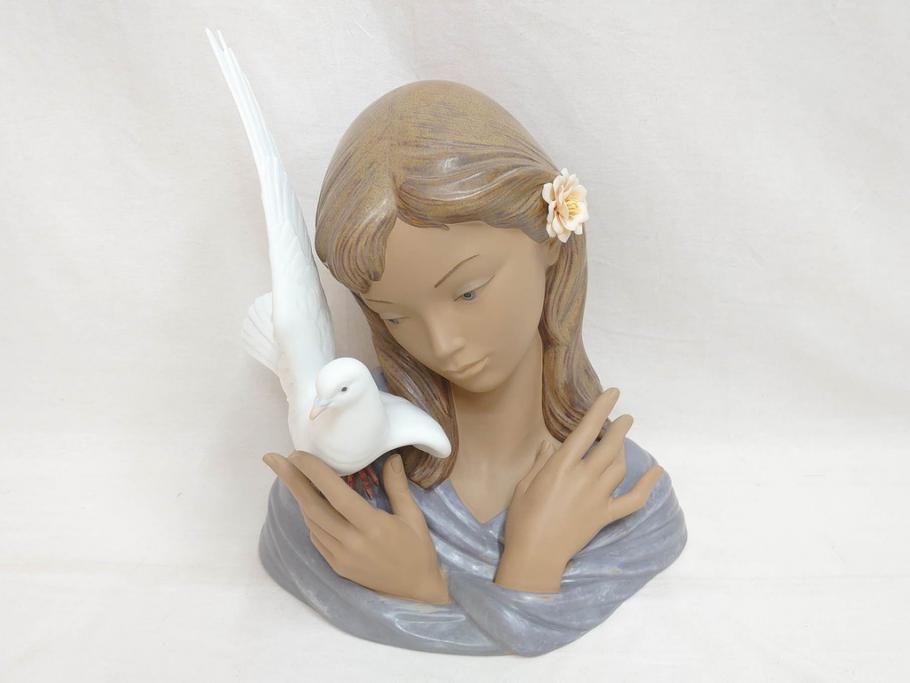 スペイン　リヤドロ　LLADRO　平和の思想　THOUGHTS OF PEACE　約37cm　細部まで丁寧につくられた優美で華麗なフィギュリン(陶器人形、置物、オブジェ、女の子、鳩、箱付き)(R-072476)