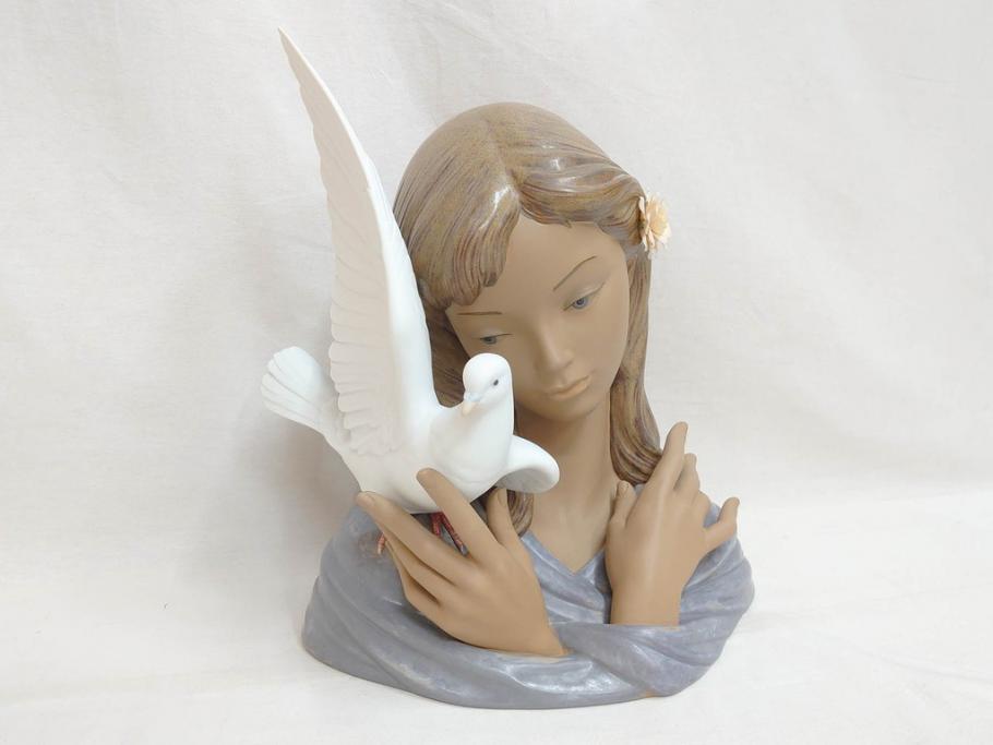 スペイン　リヤドロ　LLADRO　平和の思想　THOUGHTS OF PEACE　約37cm　細部まで丁寧につくられた優美で華麗なフィギュリン(陶器人形、置物、オブジェ、女の子、鳩、箱付き)(R-072476)