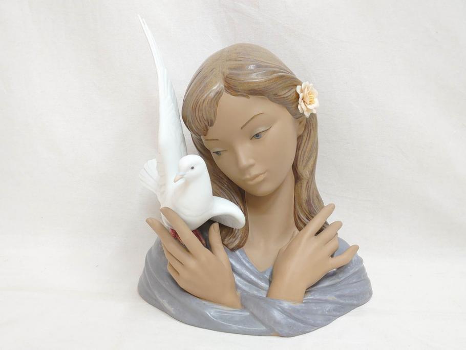 スペイン　リヤドロ　LLADRO　平和の思想　THOUGHTS OF PEACE　約37cm　細部まで丁寧につくられた優美で華麗なフィギュリン(陶器人形、置物、オブジェ、女の子、鳩、箱付き)(R-072476)