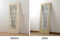 アンティーク建具　凝ったデザインの組子が目を惹く組子欄間2枚セット(明り取り、明かり取り)(R-071703)