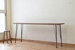アンティーク家具　古い一枚板の鉄脚テーブル7　(机、作業台)