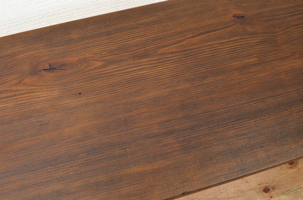 アンティーク家具　古い一枚板の鉄脚テーブル7　(机、作業台)