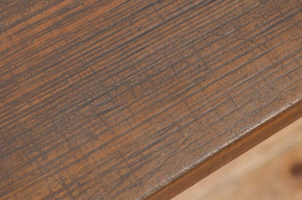 アンティーク家具　古い一枚板の鉄脚テーブル7　(机、作業台)