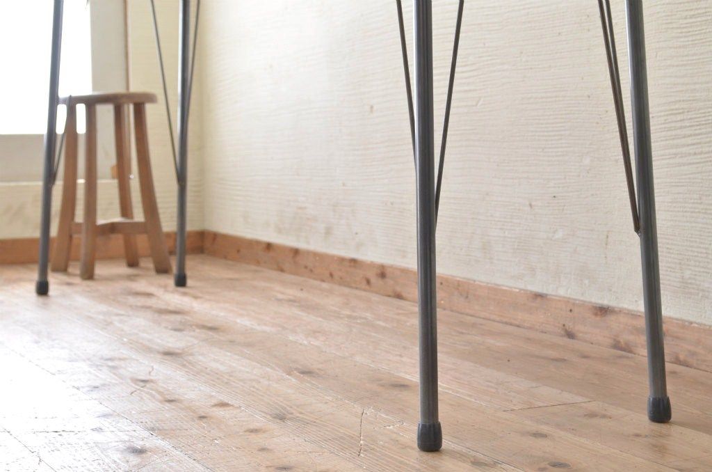 アンティーク家具　古い一枚板の鉄脚テーブル7　(机、作業台)