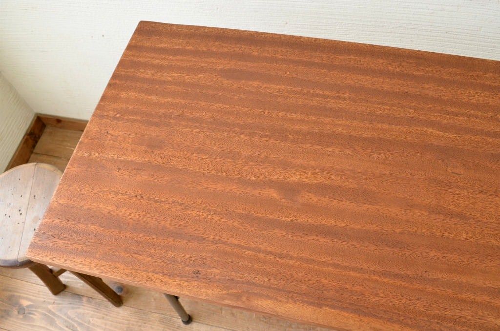 アンティーク家具　古い一枚板の鉄脚テーブル12　(机、作業台)