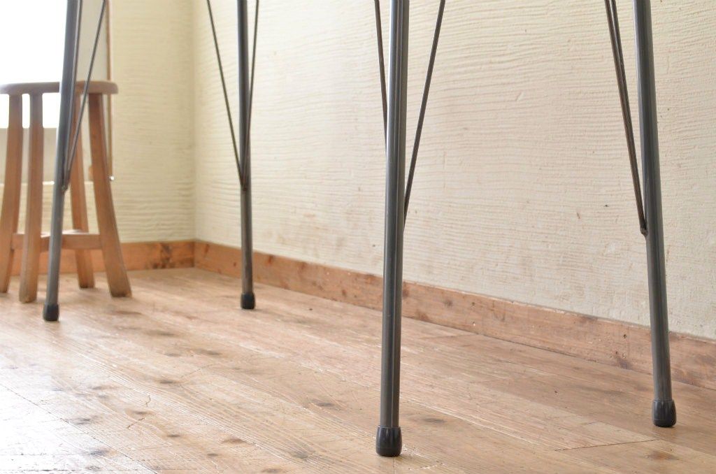 アンティーク家具　古い一枚板の鉄脚テーブル12　(机、作業台)
