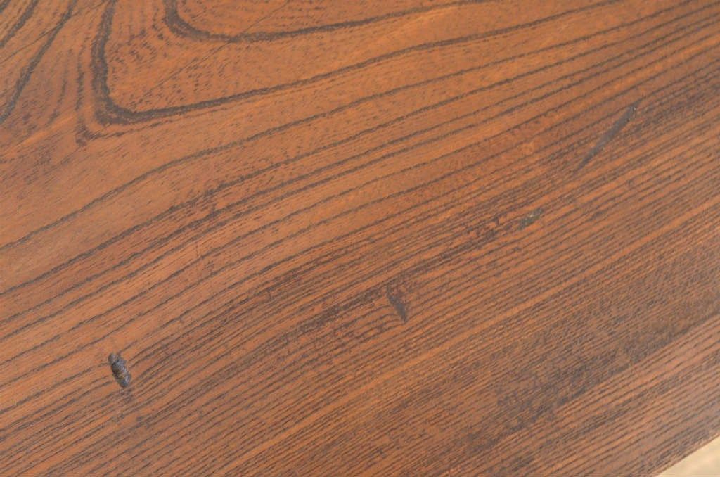 アンティーク家具　古い欅材一枚板の鉄脚テーブル13　(机、作業台)