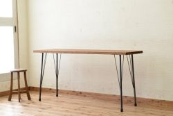 アンティーク家具　古い一枚板の鉄脚テーブル14　(机、作業台)