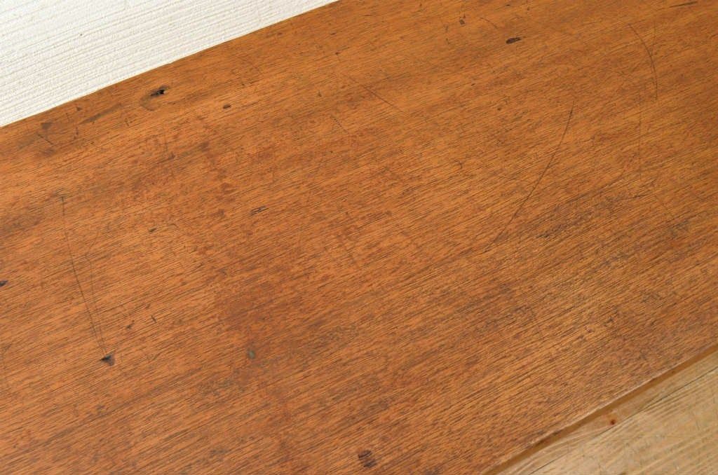 アンティーク家具　古い一枚板の鉄脚テーブル14　(机、作業台)