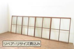 アンティーク建具　漆塗り框　黒柿透かし彫り入りの高級な幅広夏戸2枚セット(引き戸、簾戸、簀戸、葭戸、夏障子、御簾戸、すど)(R-080885)