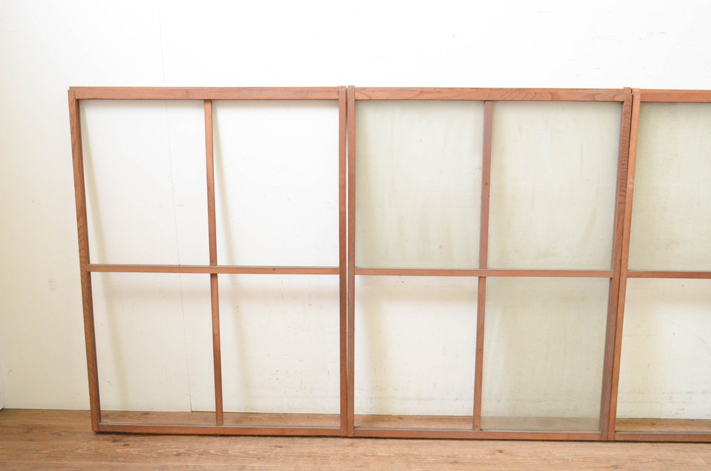 アンティーク建具　レトロな空間作りにおすすめなガラス窓4枚セット(引き戸、ガラス戸)(R-071230)