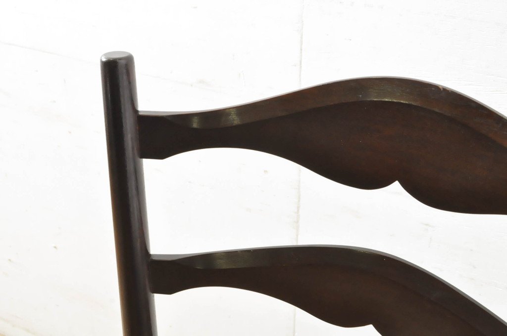 中古　美品　松本民芸家具　クラシカルな佇まいのラダーハイバックチェア(椅子、イス、ダイニングチェア、アームチェア)(定価約21万円)(R-064184)