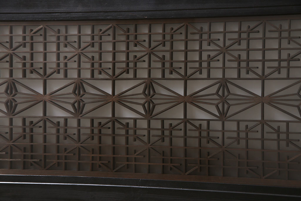和製アンティーク　両面ガラス　組子の細かな意匠が美しい欄間(はめ殺し戸)(2)