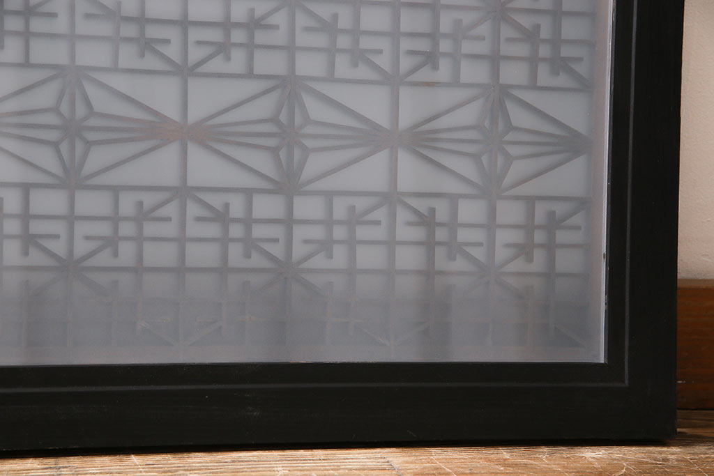 和製アンティーク　両面ガラス　組子の細かな意匠が美しい欄間(はめ殺し戸)(2)