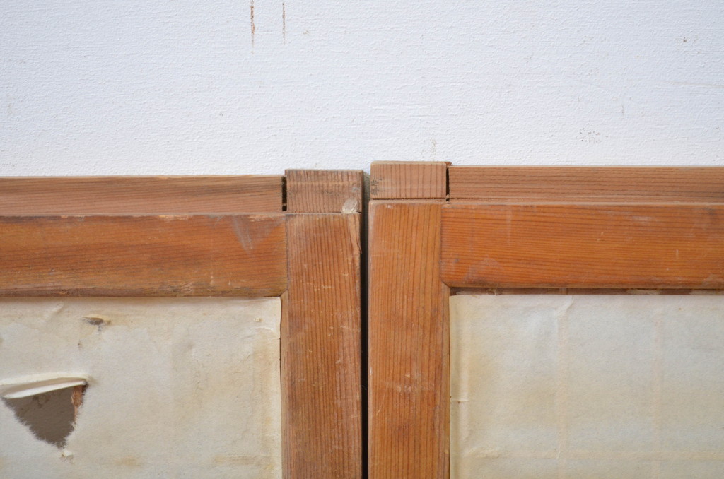 ビンテージ建具　和の趣を感じる組子入りの障子欄間2枚セット(明り取り、明かり取り、ヴィンテージ)(R-064584)