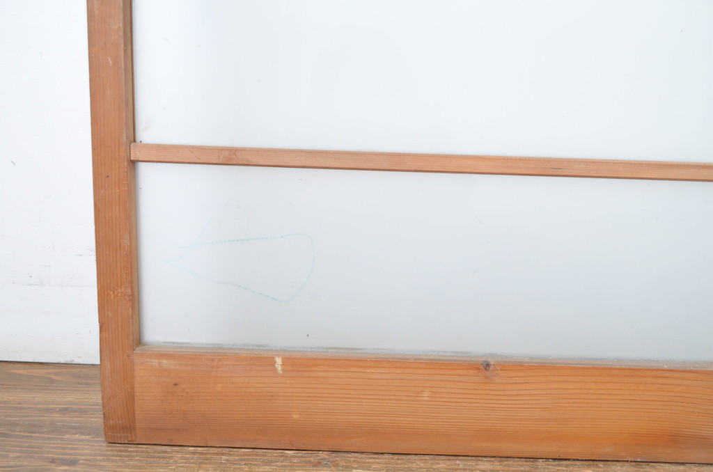アンティーク建具　シンプルでどんなお部屋にも合わせやすいガラス戸2枚セット(引き戸)(R-064245)