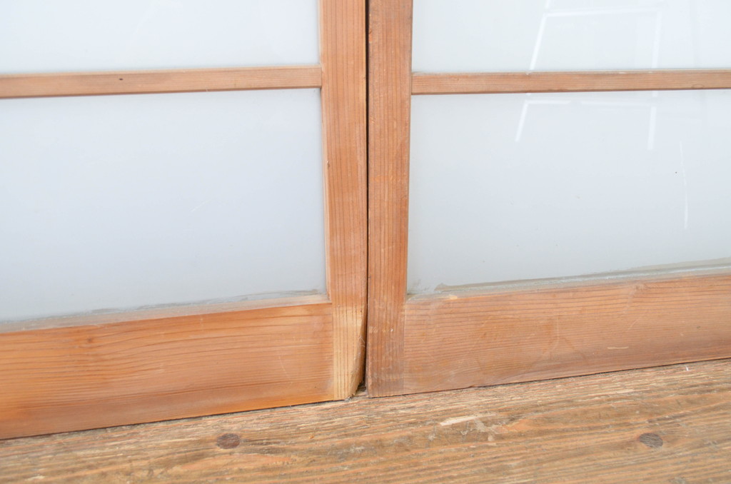 アンティーク建具　シンプルでどんなお部屋にも合わせやすいガラス戸2枚セット(引き戸)(R-064245)