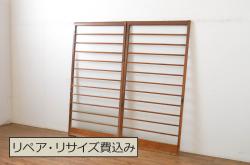 アンティーク建具　上手物!!　背も高い!!　北陸産　総欅(ケヤキ)材　和の空間を高める格子蔵戸1枚(格子戸、引き戸、玄関戸)(R-079632)