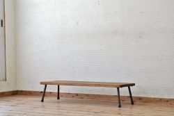 アンティーク家具　天板一枚板鉄脚アンティークローテーブル1(机、在宅ワーク、在宅用デスク)
