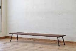 アンティーク家具　★天板一枚板鉄脚アンティークローテーブル4(机)