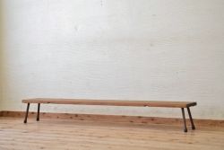 アンティーク家具　★天板一枚板鉄脚アンティークローテーブル10(机)